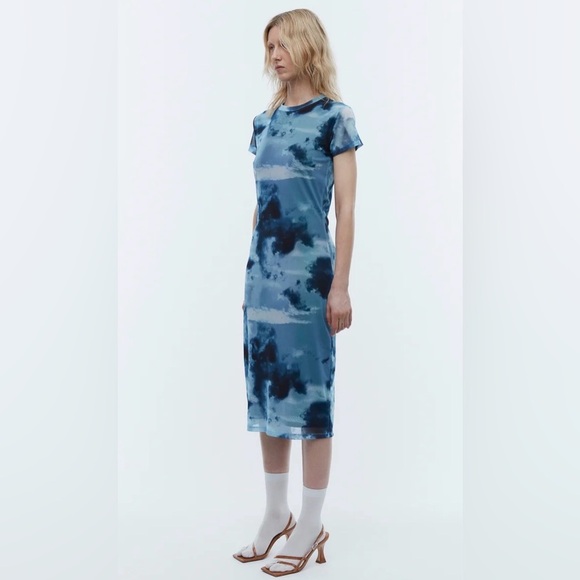 NWT 2nd day Blue Tie-Dye Midi Dress size M and L - Picture 3 of 9